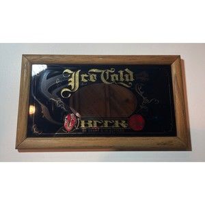 Vintage Wood Framed "Ice Cold Beer On Draft & In Bottles" The Natural Brew-16x9"